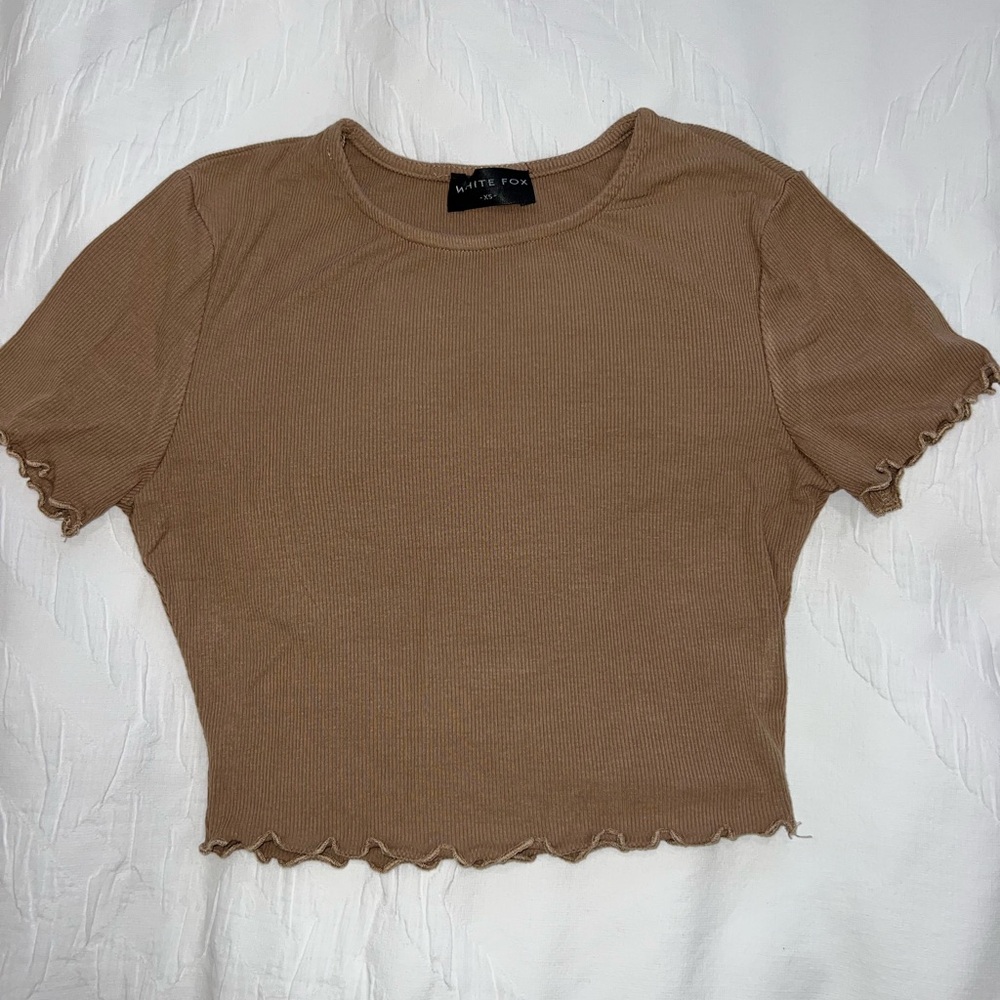 Tan cropped tee